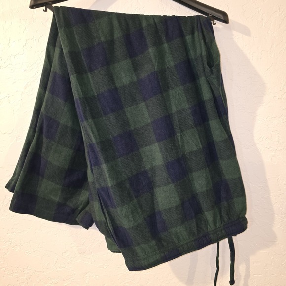 Hanes Men's X-Temp Plaid Fleece Pant Pajama Navy/Green Plaid Size 7XL or 61 x 33 - Picture 1 of 5